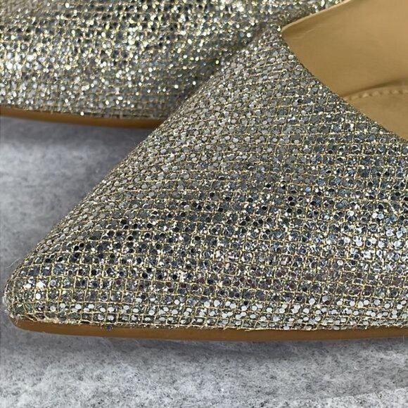 Michael Michael Kors Silver Glitter Flex Pointed Toe Kitten Heels Pumps Sz 6.5 - Picture 8 of 12